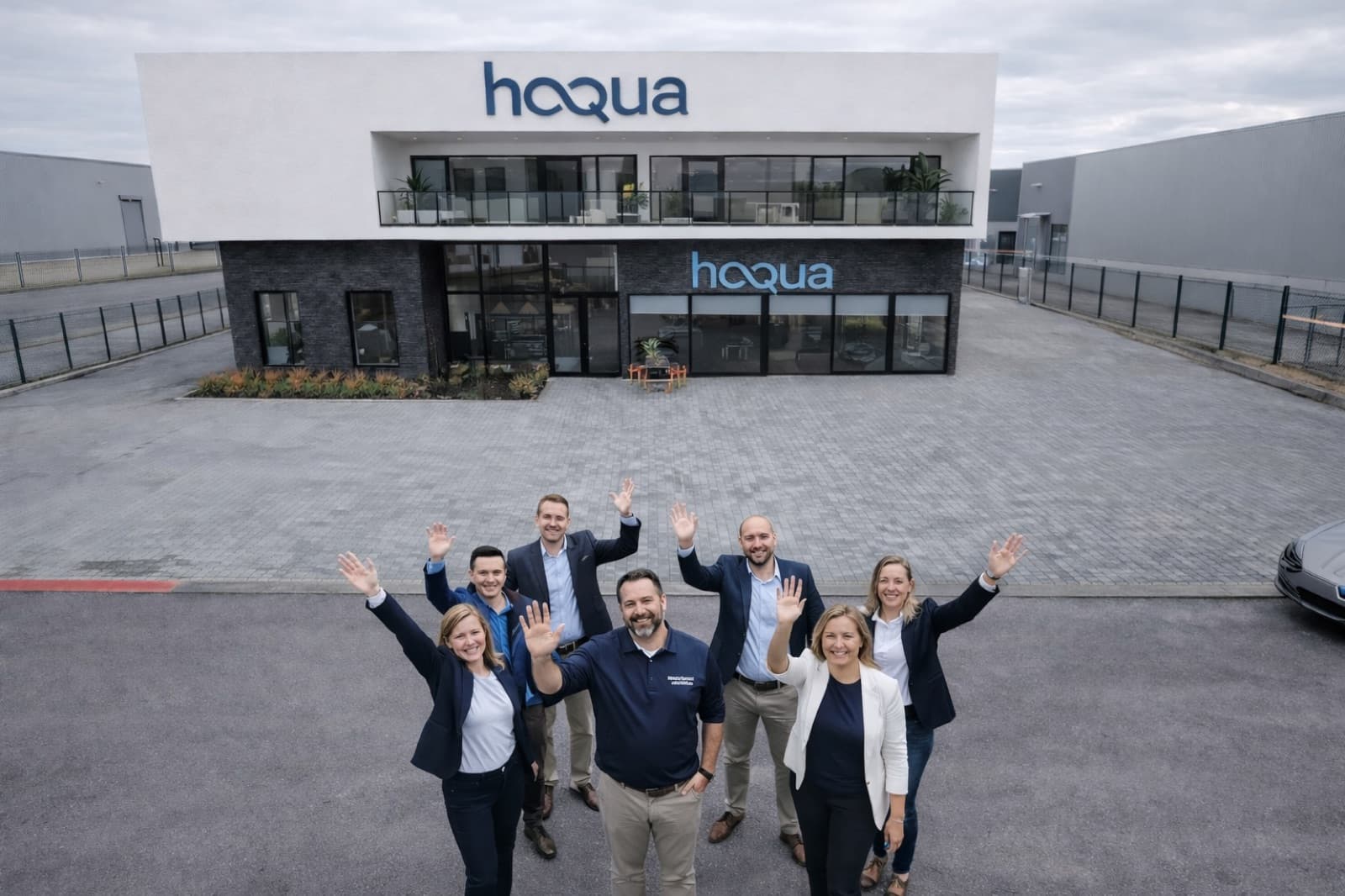 L'équipe Haqua devant le siège à Jumet